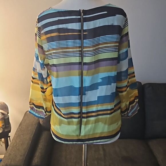 Colorful striped 3/4 sleeve blouse - Picture 3 of 5